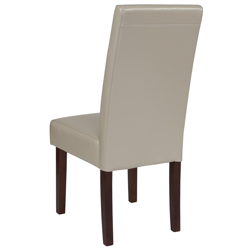 Flash Furniture Greenwich Leather Upholstered Parson Dining Side Chair in Beige