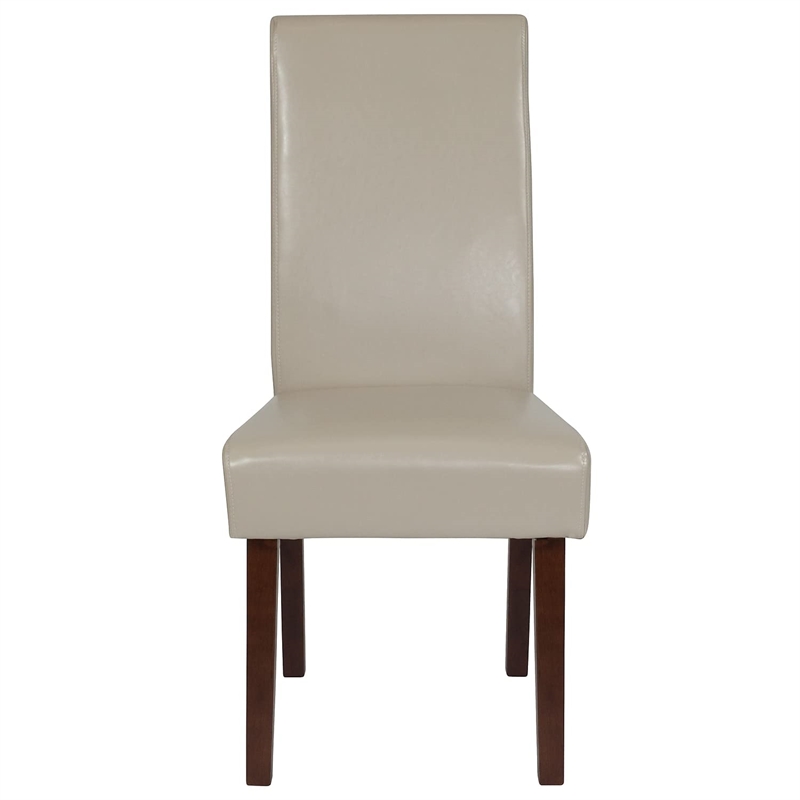 Flash Furniture Greenwich Leather Upholstered Parson Dining Side Chair in Beige