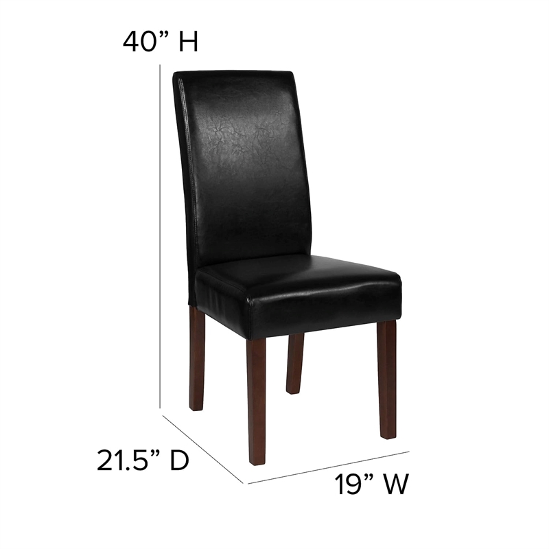 Flash Furniture Greenwich Leather Upholstered Parson Dining Side Chair in Black