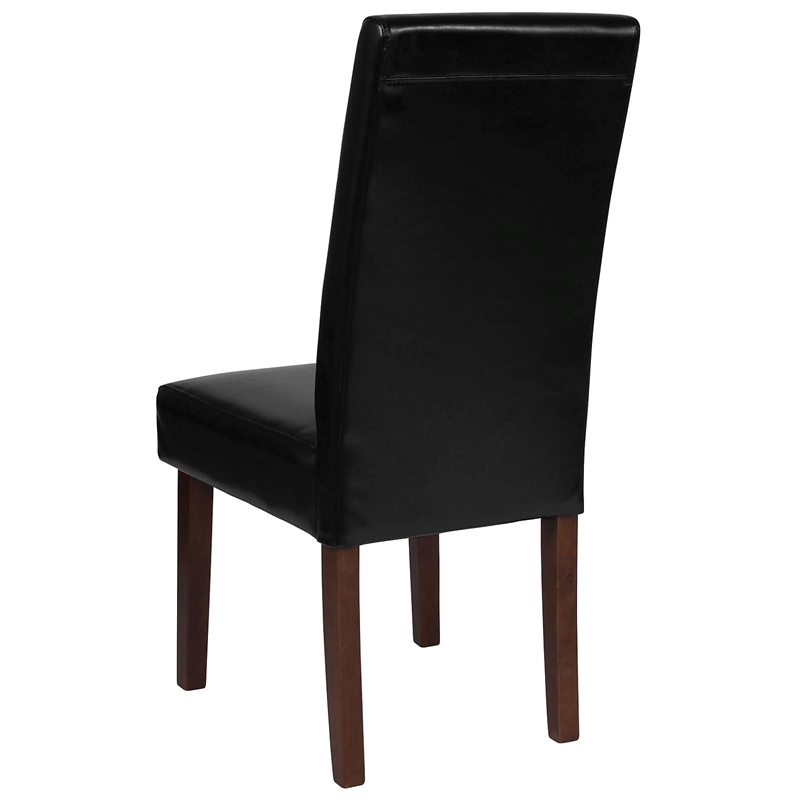 Flash Furniture Greenwich Leather Upholstered Parson Dining Side Chair in Black