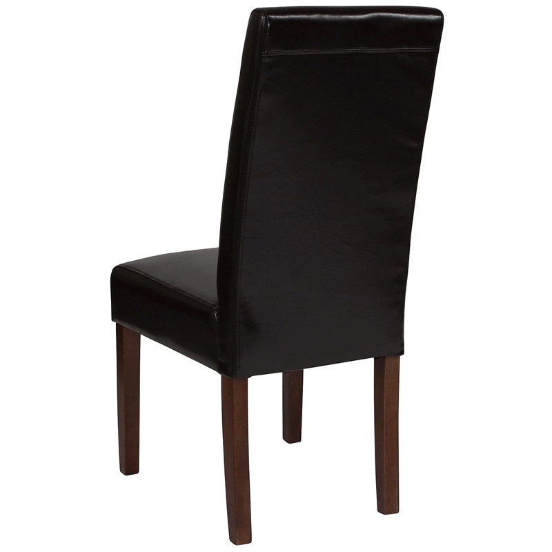 Flash Furniture Greenwich Leather Upholstered Parson Dining Side Chair in Brown