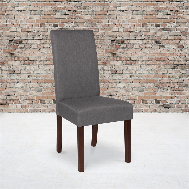 Flash Furniture Greenwich Fabric Parson Dining Side Chair in Light Gray