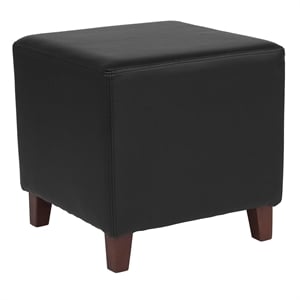 Flash Furniture Ascalon Leather Ottoman in Black