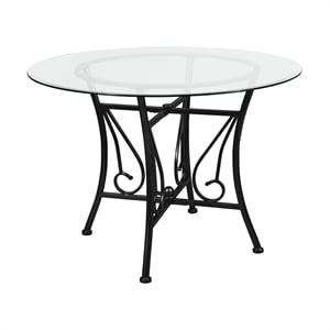 Flash Furniture Princeton 42&quot Round Glass Top Dining Table in Black