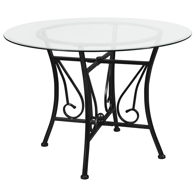 Flash Furniture Princeton 42 Round Glass Top Dining Table In Black Flash Furniture Princeton 42