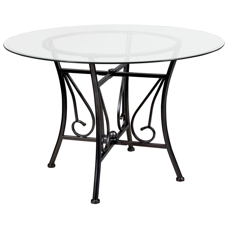 Flash Furniture Princeton 45 Round Glass Top Dining Table In