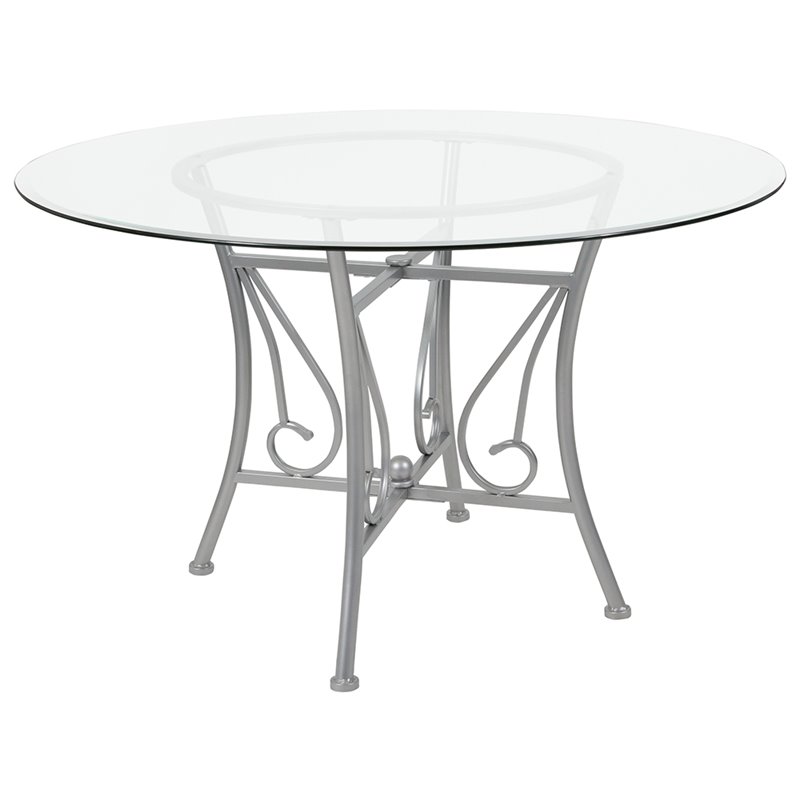 Flash Furniture Princeton 48 Round, 48 Round Glass Top Outdoor Table