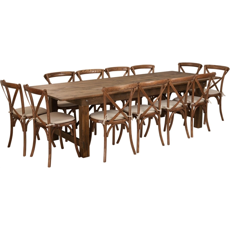 Flash Furniture 13 Piece Farm Dining Set in Antique Rustic