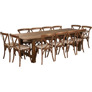 Flash Furniture 13 Piece Farm Dining Set in Antique Rustic