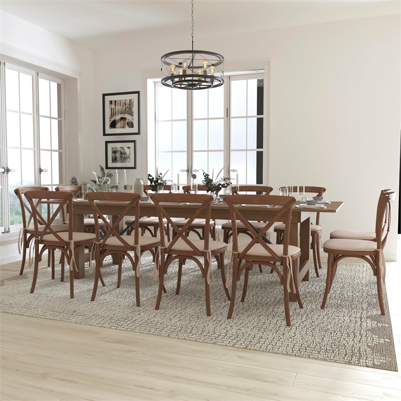 Flash Furniture 13 Piece Farm Dining Set in Antique Rustic