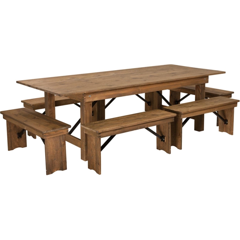 Flash Furniture 7 Piece Farm Dining Set in Antique Rustic