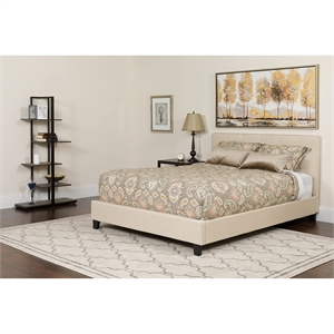 Flash Furniture Tribeca Tufted Full Platform Bed in Beige