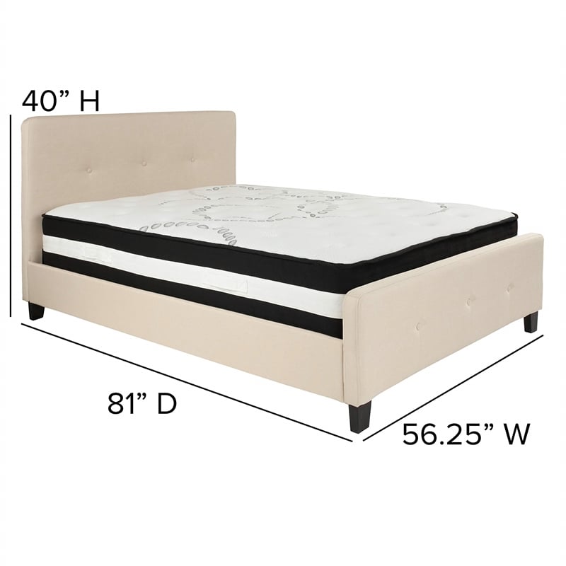 Flash Furniture Tribeca Tufted Full Platform Bed in Beige