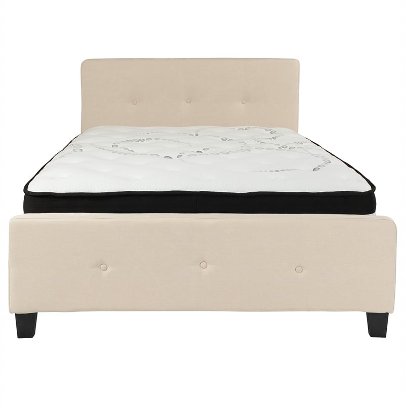 Flash Furniture Tribeca Tufted Full Platform Bed in Beige