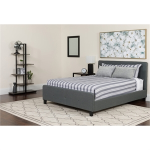 Flash Furniture Tribeca Tufted Full Platform Bed in Dark Gray