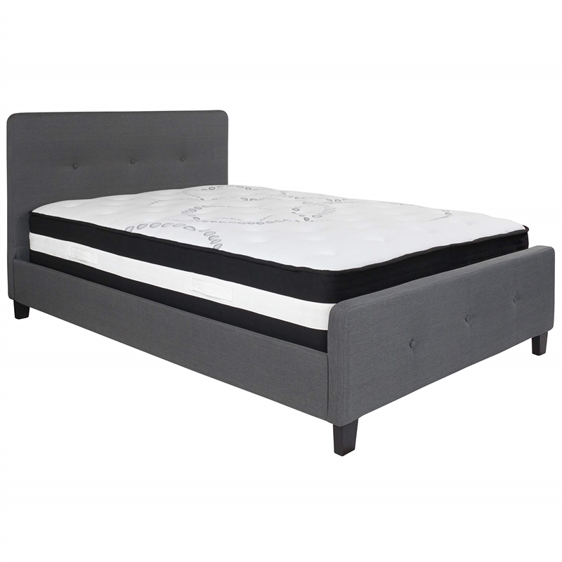 Flash Furniture Tribeca Tufted Full Platform Bed in Dark Gray