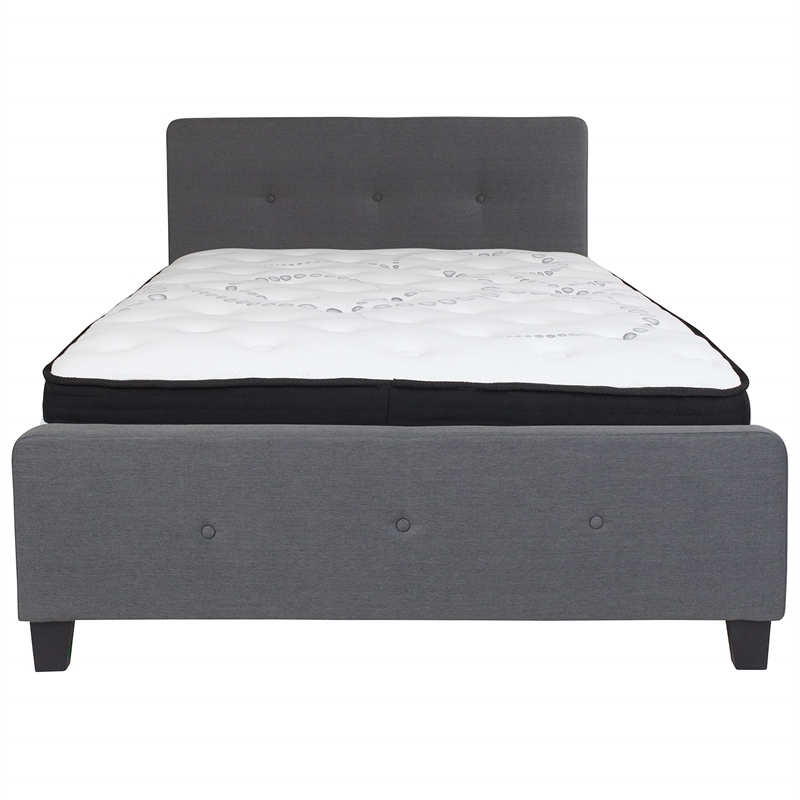 Flash Furniture Tribeca Tufted Full Platform Bed in Dark Gray