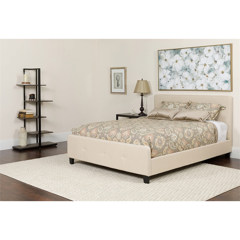 Flash Furniture Tribeca Tufted King Platform Bed in Beige