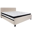 Flash Furniture Tribeca Tufted King Platform Bed in Beige
