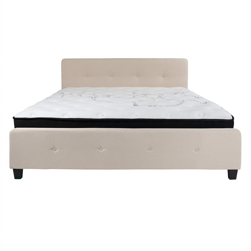 Flash Furniture Tribeca Tufted King Platform Bed in Beige