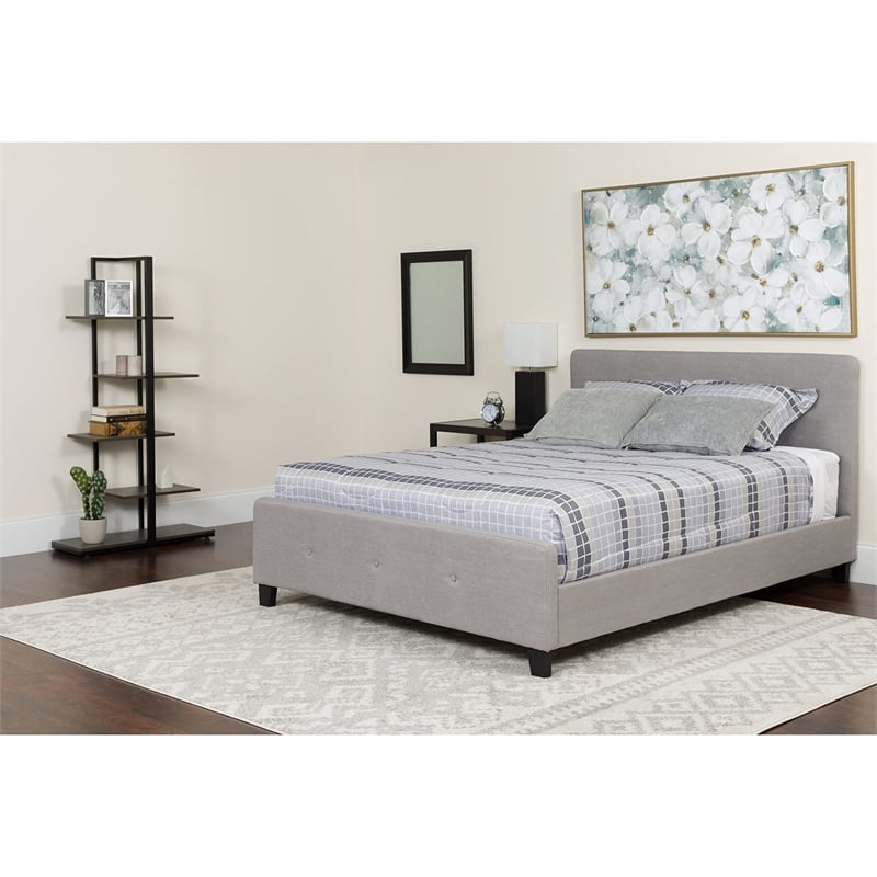 Flash Furniture Tribeca Tufted King Platform Bed in Light Gray
