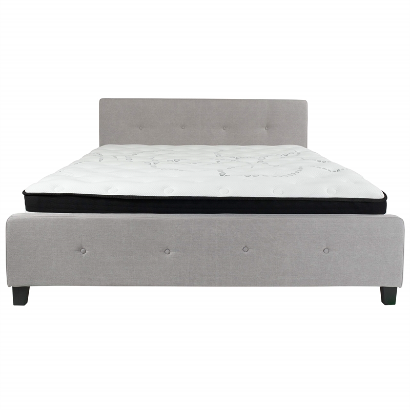 Flash Furniture Tribeca Tufted King Platform Bed in Light Gray
