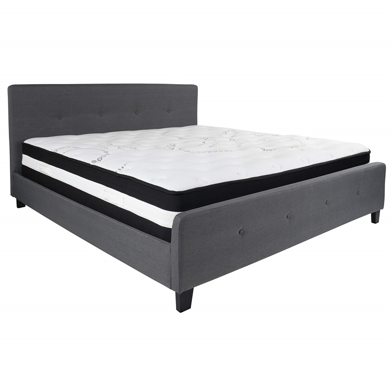 Flash Furniture Tribeca Tufted King Platform Bed in Dark Gray