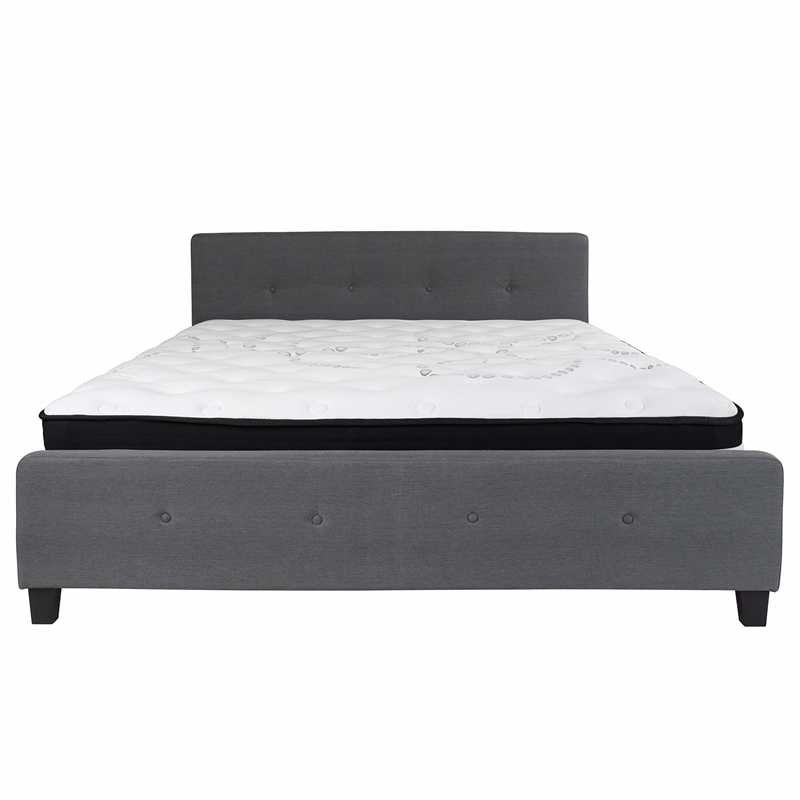 Flash Furniture Tribeca Tufted King Platform Bed in Dark Gray