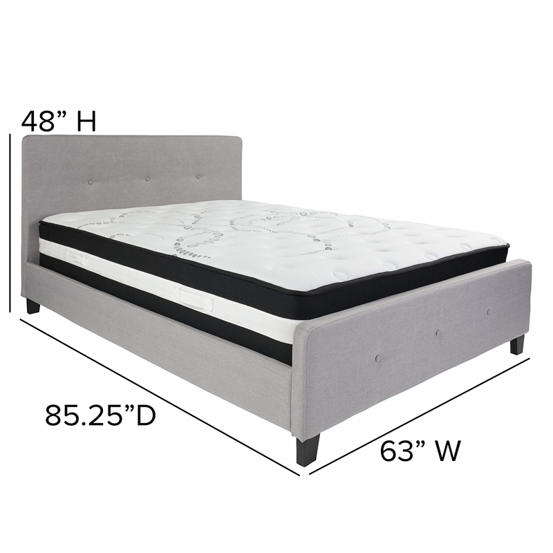 Flash Furniture Tribeca Tufted Queen Platform Bed in Light Gray
