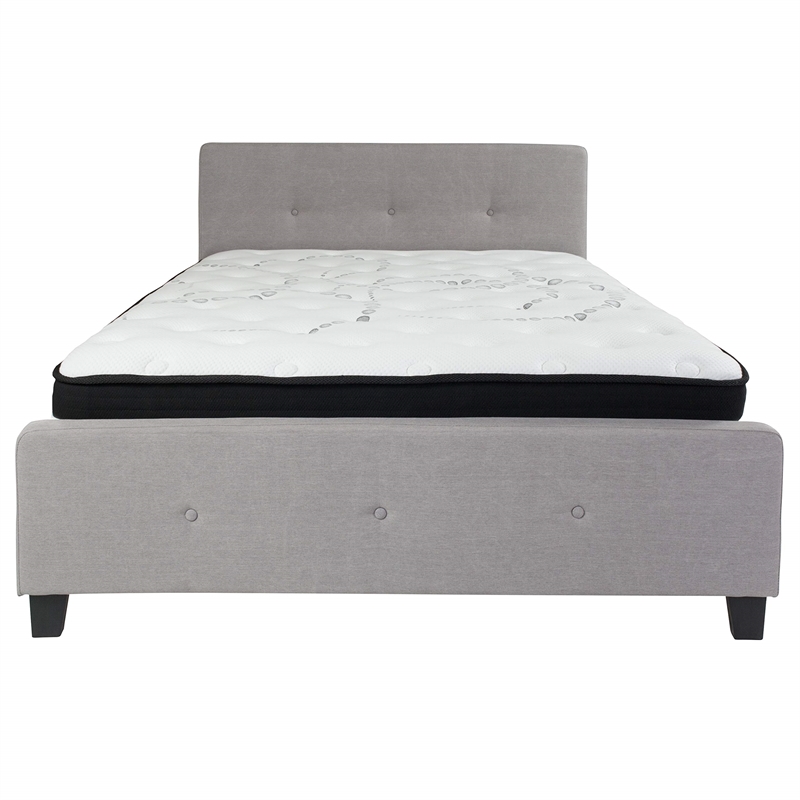Flash Furniture Tribeca Tufted Queen Platform Bed in Light Gray
