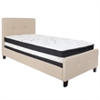 Flash Furniture Tribeca Tufted Twin Platform Bed in Beige