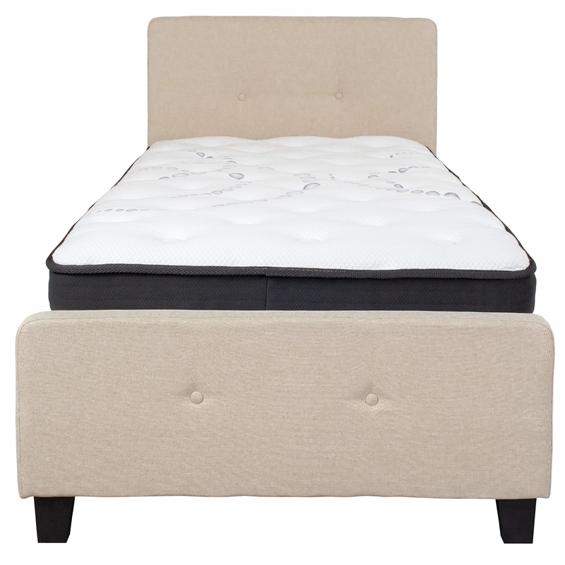 Flash Furniture Tribeca Tufted Twin Platform Bed in Beige