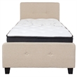 Flash Furniture Tribeca Tufted Twin Platform Bed in Beige