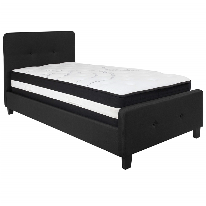 Flash Furniture Tribeca Tufted Twin Platform Bed in Black