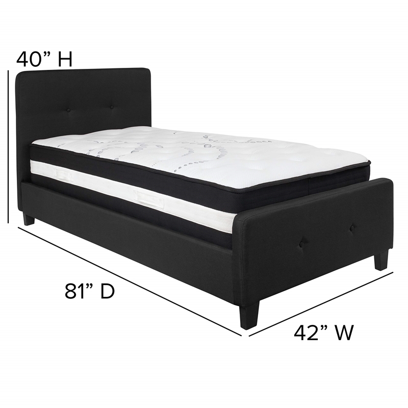 Flash Furniture Tribeca Tufted Twin Platform Bed in Black