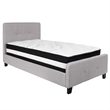 Flash Furniture Tribeca Tufted Twin Platform Bed in Light Gray