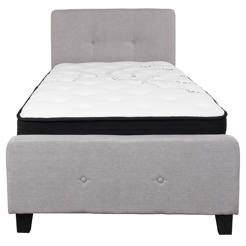 Flash Furniture Tribeca Tufted Twin Platform Bed in Light Gray