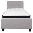 Flash Furniture Tribeca Tufted Twin Platform Bed in Light Gray