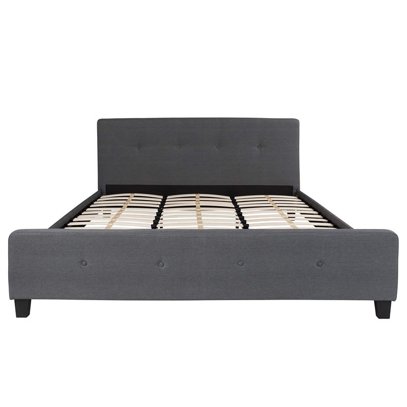 Flash Furniture Tribeca Tufted Full Platform Bed in Dark Gray