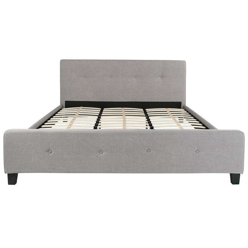 Flash Furniture Tribeca Tufted King Platform Bed in Light Gray