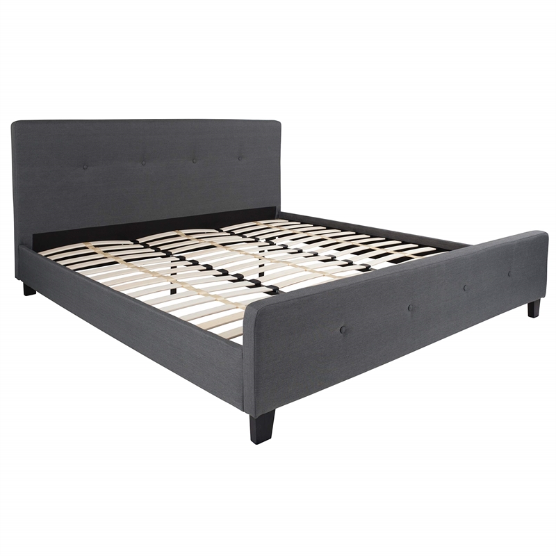 Flash Furniture Tribeca Tufted King Platform Bed in Dark Gray