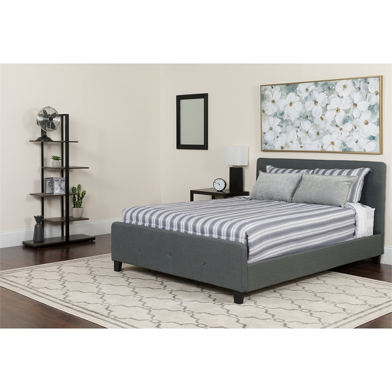 Flash Furniture Tribeca Tufted King Platform Bed in Dark Gray