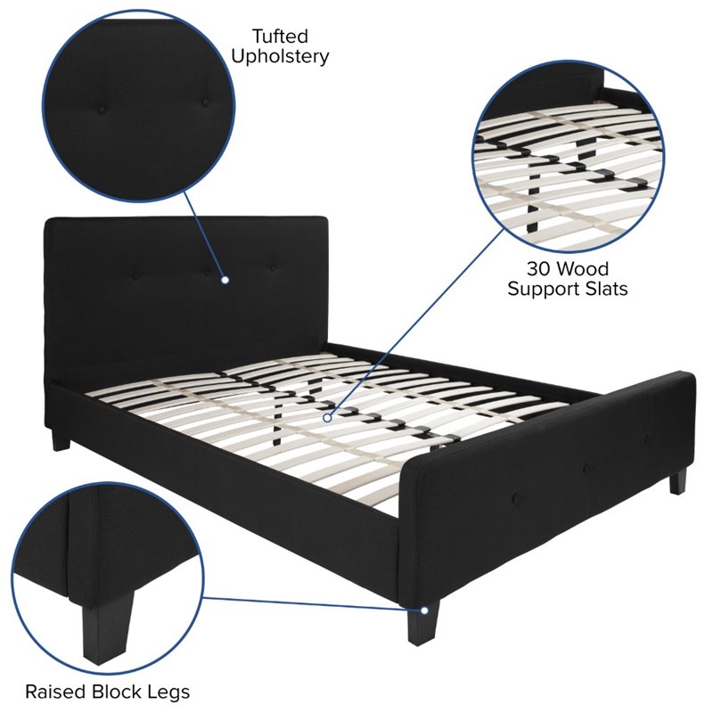 Flash Furniture Tribeca Tufted Queen Platform Bed in Black