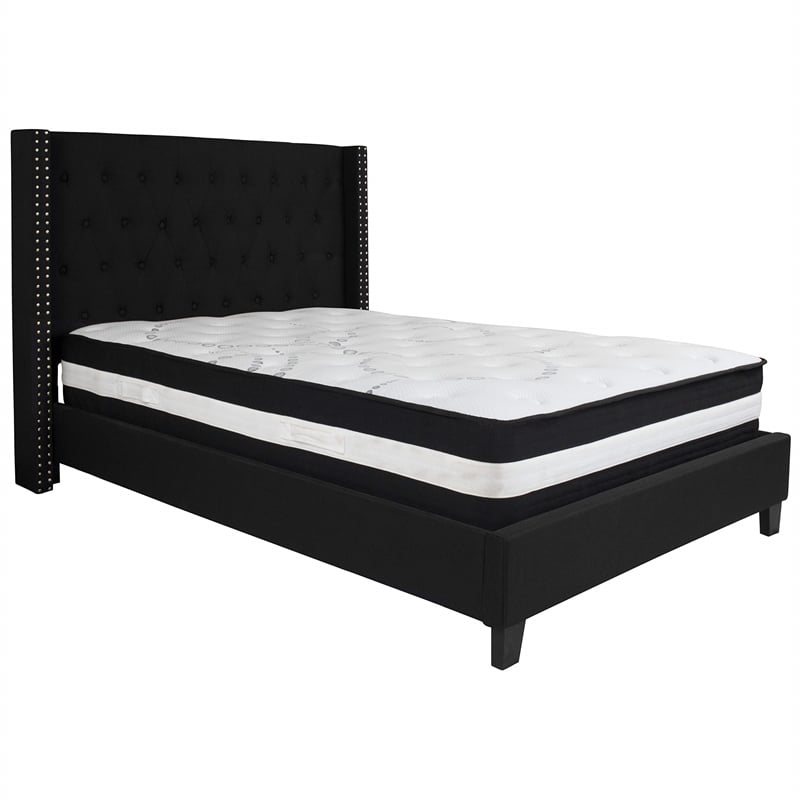 Flash Furniture Riverdale Tufted Full Platform Bed in Black