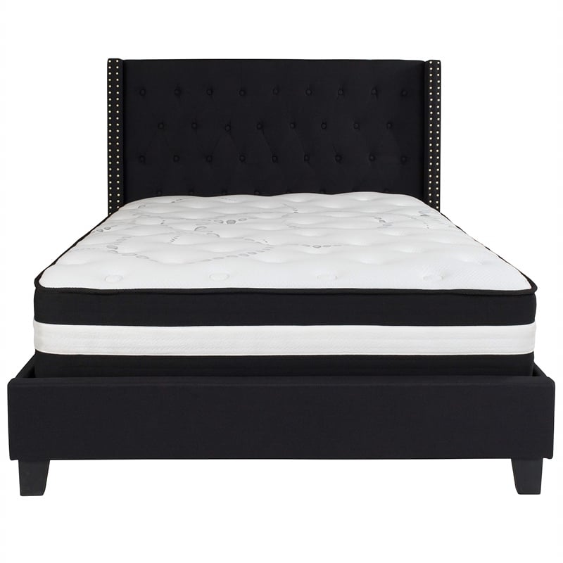 Flash Furniture Riverdale Tufted Full Platform Bed in Black