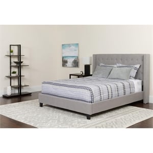 Flash Furniture Riverdale Tufted Full Platform Bed in Light Gray