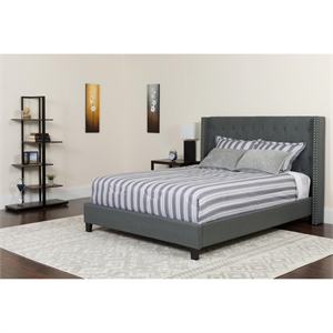 Flash Furniture Riverdale Tufted Full Platform Bed in Dark Gray