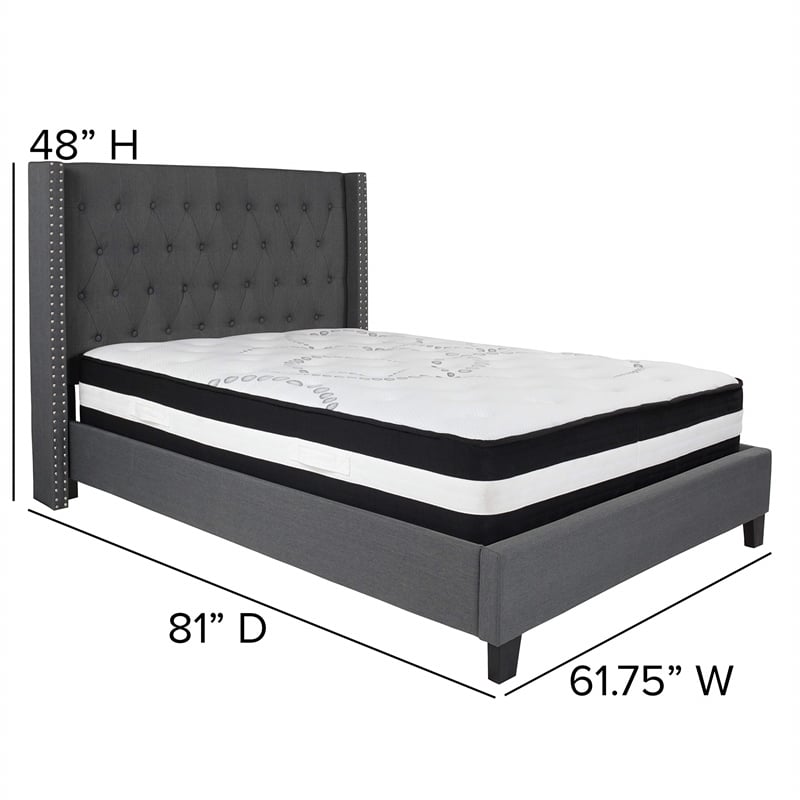 Flash Furniture Riverdale Tufted Full Platform Bed in Dark Gray