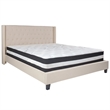 Flash Furniture Riverdale Tufted King Platform Bed in Beige