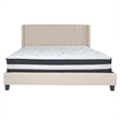 Flash Furniture Riverdale Tufted King Platform Bed in Beige